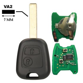Telecommande 2 boutons type 536 avec clef vierge( VA2 ) Pour Peugeot Citroen